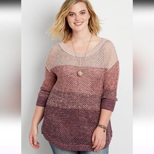 Maurices Pink and Purple Crew Neck Sweater with Ombré Gradient